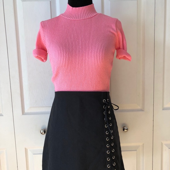 Black suede Lace up skirt - Picture 6 of 6